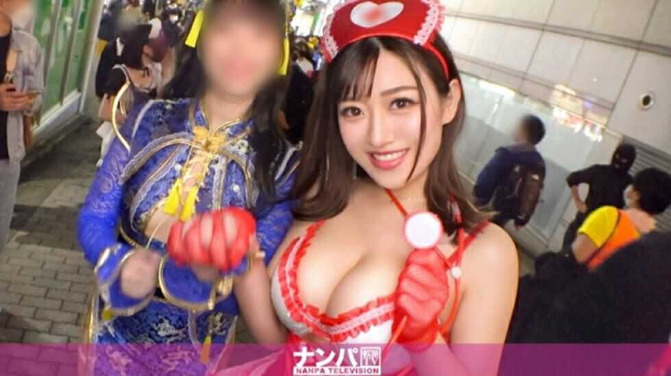 GANA-2613、【渋谷ハロウィン2021】二人组コスプレ美女をナンパ成功！Hカップの爆乳に